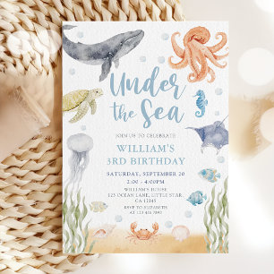 Under The Sea Ocean Animal Birthday Invitation