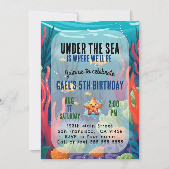 Under The Sea Ocean Animal Boy Birthday Invitation (Front)