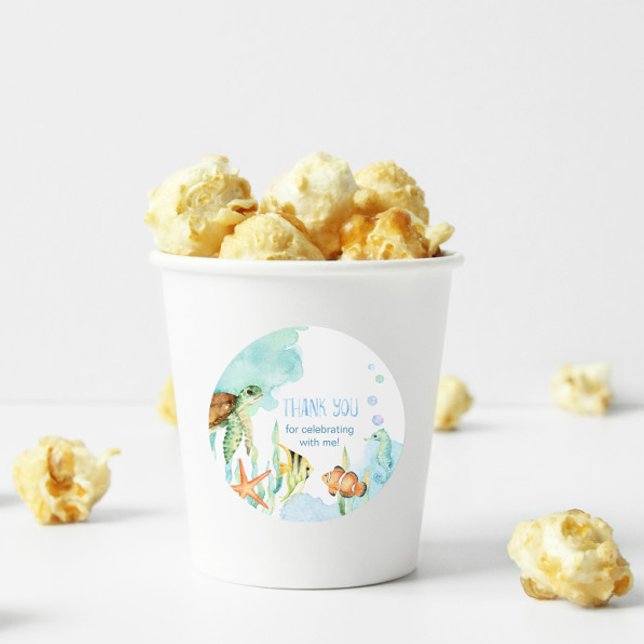 Under the Sea Ocean Animal Thank You  Classic Round Sticker (Creator Uploaded)