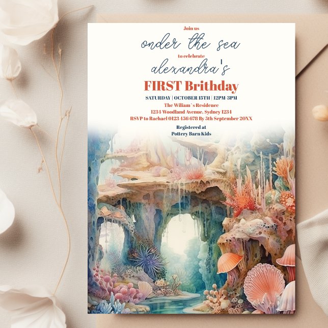 Under the Sea Ocean Animals 1st Birthday Invitation (Creator Uploaded)