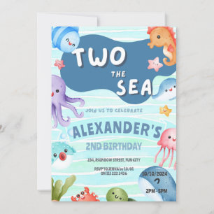 Under the Sea Ocean Animals 2nd Birthday Invitation