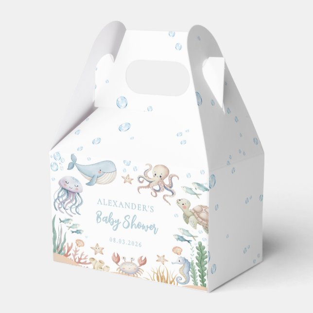Under The Sea Ocean Animals Baby Shower Favour Box (Front Side)