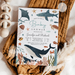 Under the Sea Ocean Animals Baby Shower  Invitation