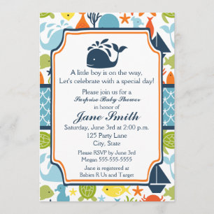 Under the Sea, Ocean Animals Baby Shower Invitation