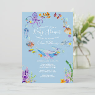 Under the Sea Ocean Animals Baby Shower Script Invitation