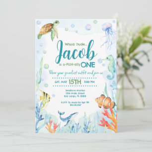 Under the Sea Ocean Animals birthday invitation