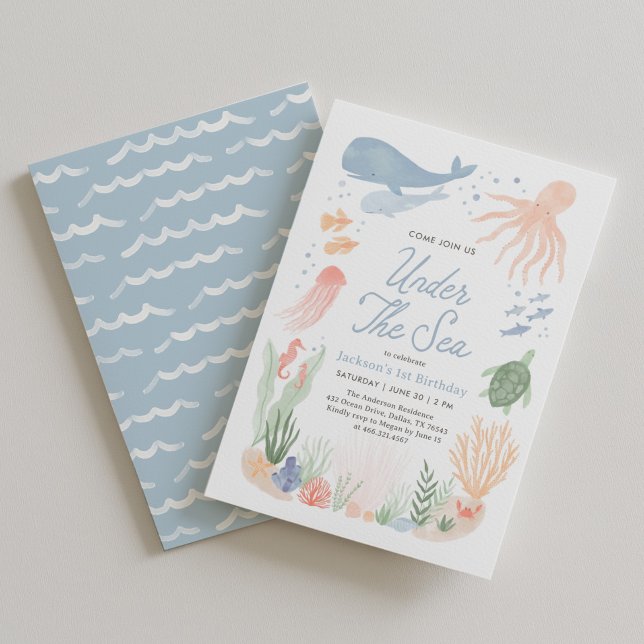 Under the Sea Ocean Animals Birthday Invitation (Creator Uploaded)