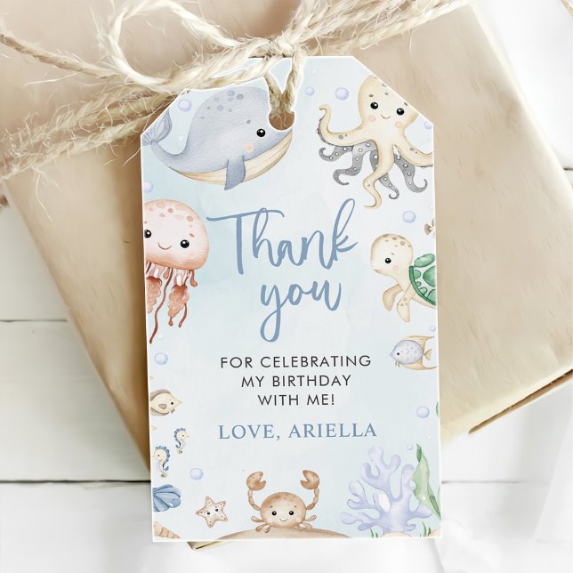 Under the Sea Ocean Animals Birthday Party Gift Tags (Creator Uploaded)
