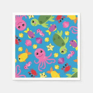 Under the Sea Ocean Animals Birthday Party Napkins