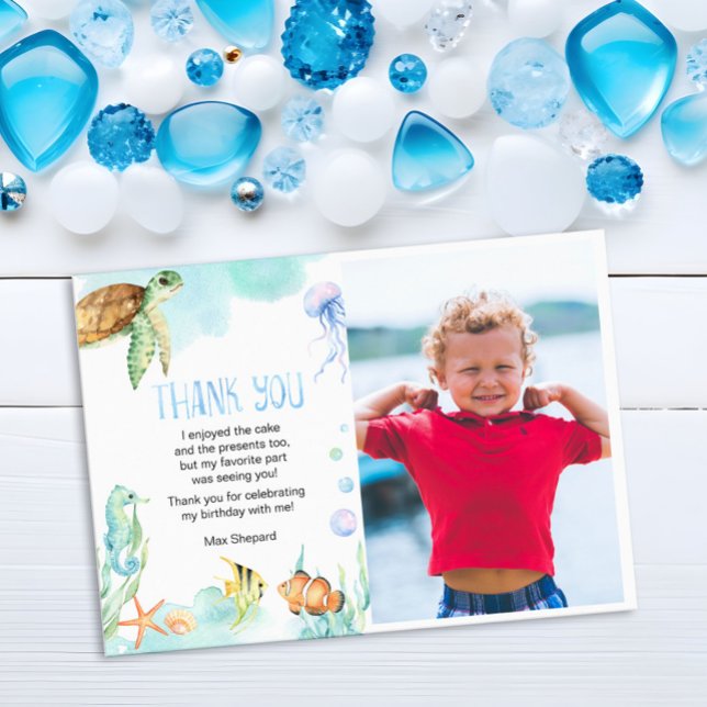 Under the Sea Ocean Animals Birthday Thank You Card (Creator Uploaded)