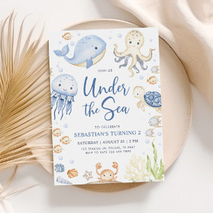 Under the Sea Ocean Animals Boy 2nd Birthday Invitation