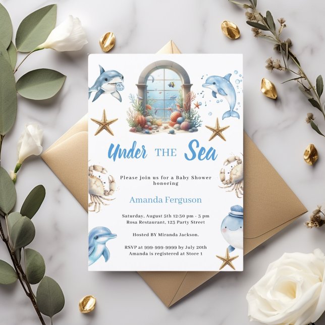 Under the sea ocean animals boy Baby Shower Invitation (Creator Uploaded)