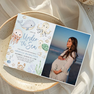 Under The Sea Ocean Animals Boy Baby Shower Photo Invitation