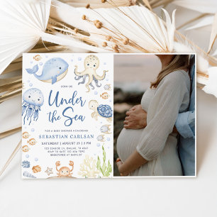 Under The Sea Ocean Animals Boy Baby Shower Photo Invitation