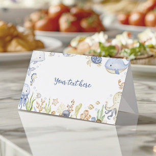 Under the Sea Ocean Animals Boy Birthday Food Tent Place Card