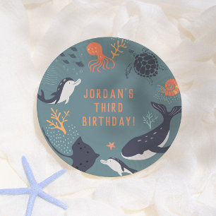Under The Sea Ocean Animals Boy Birthday Party Paper Plate