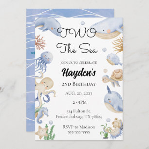 Under the Sea Ocean Animals Boys 2nd Birthday Invitation