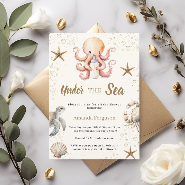 Under the sea ocean animals girl Baby Shower Invitation (Creator Uploaded)