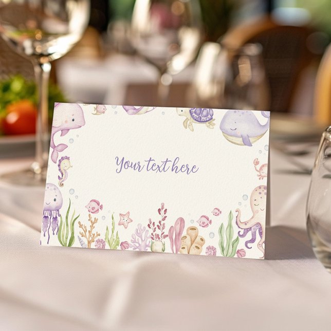 Under the Sea Ocean Animals Girl Party Food Tent Place Card (Creator Uploaded)