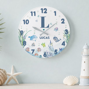 under the sea ocean animals large clock