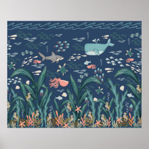 Under The Sea Ocean Animals Nursery Poster