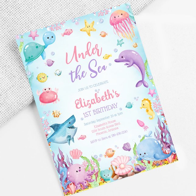 Under the Sea Ocean Animals Theme Birthday  Invitation (Creator Uploaded)