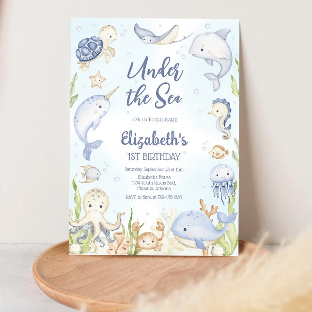 Under the Sea Ocean Animals Theme Birthday  Invitation (Creator Uploaded)