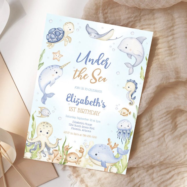 Under the Sea Ocean Animals Theme Birthday  Invitation (Creator Uploaded)