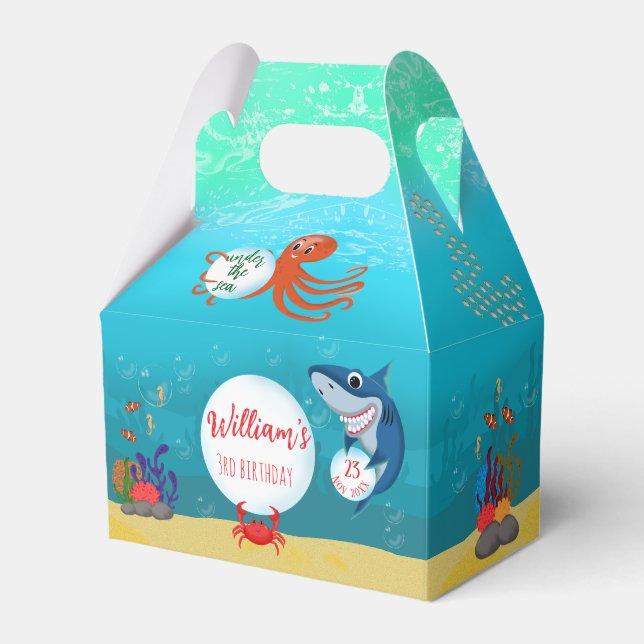 Under the Sea Ocean Animals Water Bubbles Favour Box (Front Side)