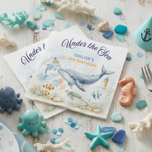 Under the Sea Ocean Animals Whale Birthday Napkin