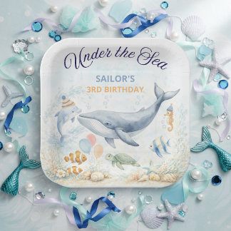 Under the Sea Ocean Animals Whale Birthday Paper Plate