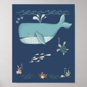 Under the Sea Ocean Animals Whale Nursery Poster