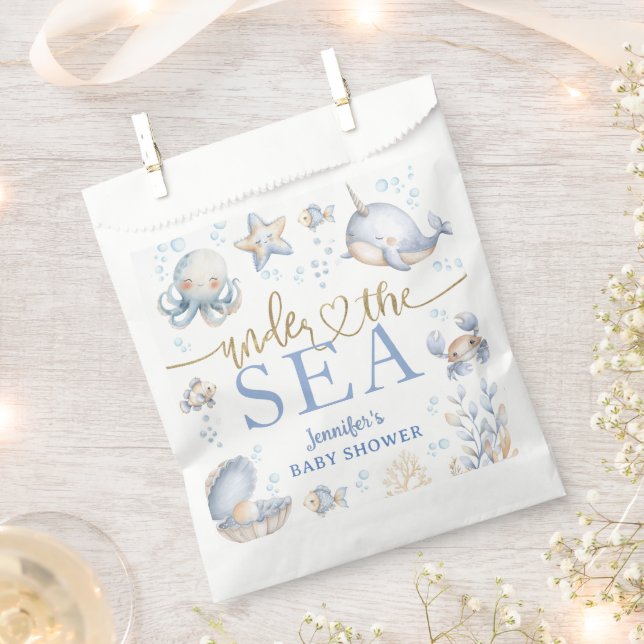 Under The Sea Ocean Baby Shower Boy Blue  Favour Bag (Clipped)