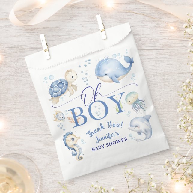 Under The Sea Ocean Baby Shower Boy Blue  Favour Bag (Clipped)