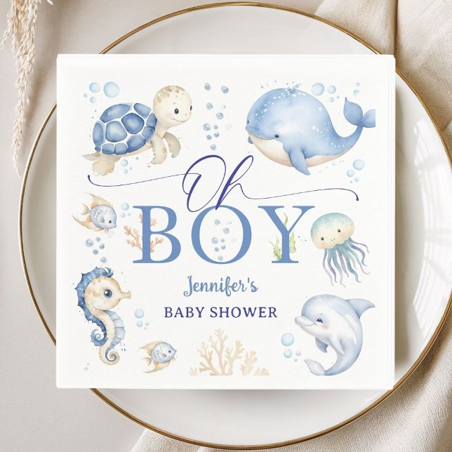 Under The Sea Ocean Baby Shower Boy Paper Napkins (Creator Uploaded)