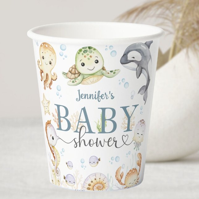 Under The Sea Ocean Baby Shower Gender Neutral Paper Cups (Creator Uploaded)