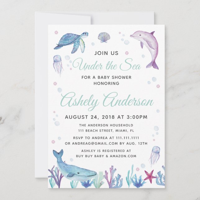 Under the Sea Ocean Baby Shower Invitation (Front)