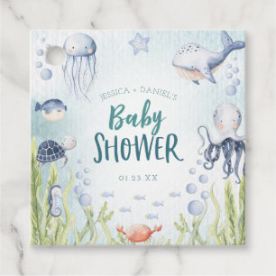 Under The Sea Ocean Baby Shower Square Favour Tags