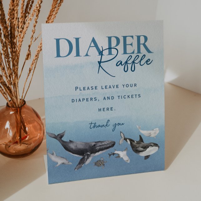 Under The Sea Ocean Diaper Raffle Baby Shower Pedestal Sign (Creator Uploaded)