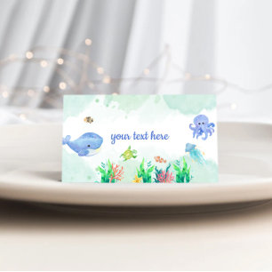 Under the Sea ocean party buffet food tent cards