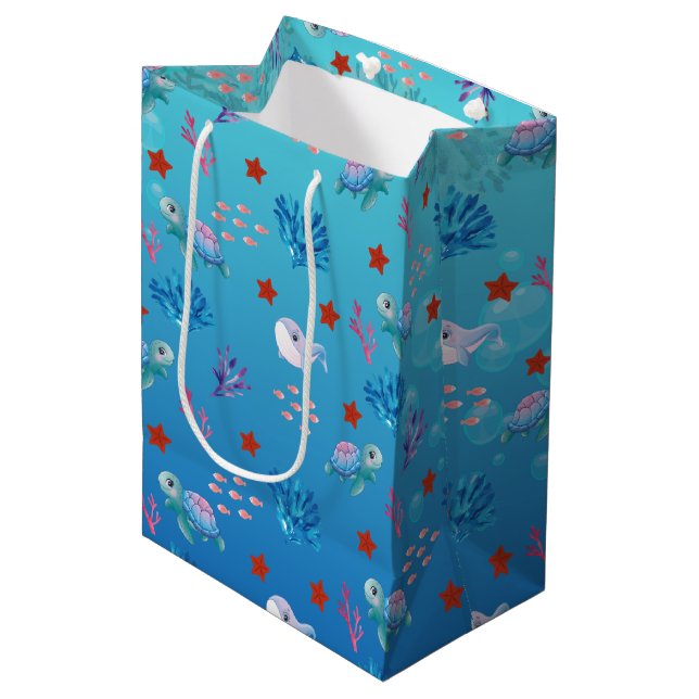 Under the Sea Ocean Sea Creatures Medium Gift Bag (Front Angled)