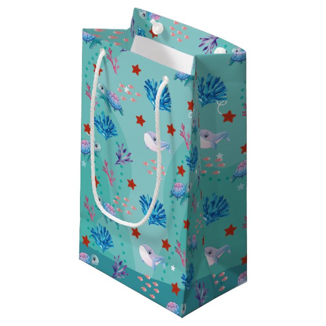 Under the Sea Ocean Sea Creatures Small Gift Bag (Front Angled)