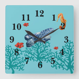 Under the Sea Ocean Square Wall Clock