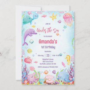 Under the Sea Ocean Theme Birthday Invitation
