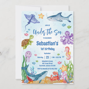 Under the Sea Ocean Theme Birthday Invitation