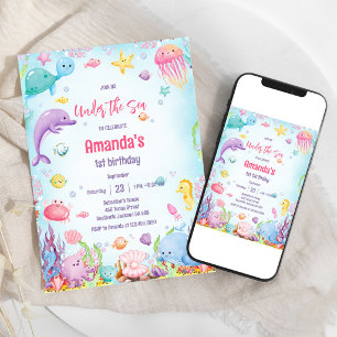 Under the Sea Ocean Theme Birthday Invitation