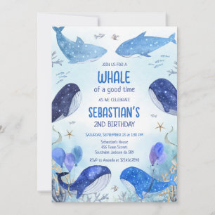 Under the Sea Ocean Theme Whale Birthday Invitation
