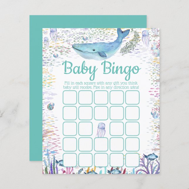 Under The Sea | Ocean Themed Baby Shower Bingo (Front/Back)