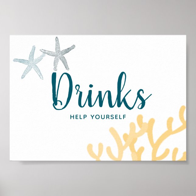 Under the Sea Ocean themed Baby Shower Drinks Sign (Front)