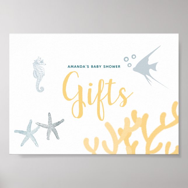 Under the Sea Ocean themed Baby Shower Gifts Sign (Front)